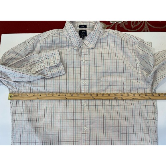 J.Crew Flex Washed Shirt Mens XL Slim White Plaid Cotton Casual Business NWOT - Picture 6 of 7